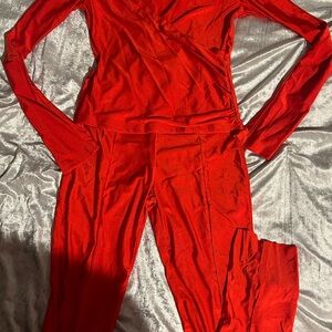 Red Long Sleeve Pants Set